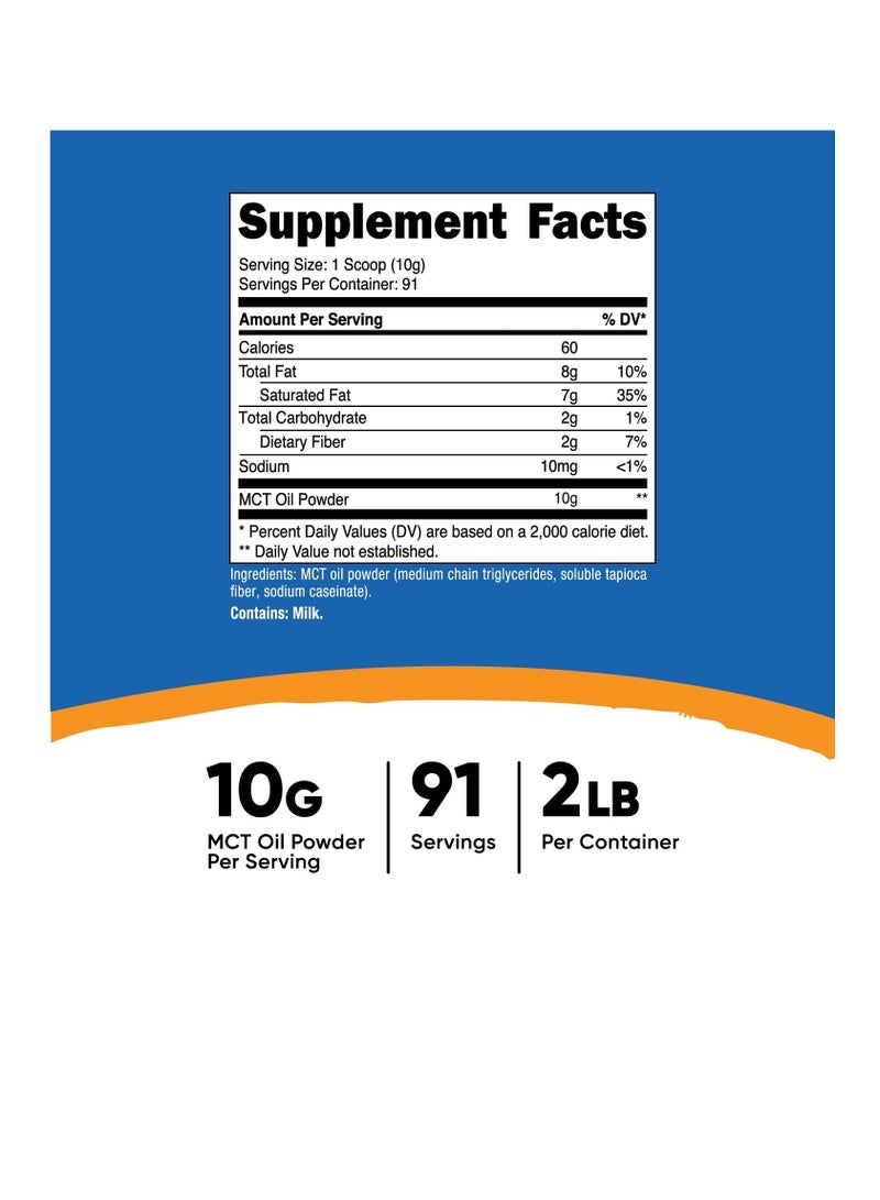 مسحوق زيت Mct - رائع للكيتو والكيتوزيه والنظام الغذائي الكيتوني - خالي من الكربوهيدرات الصافية - صنع في الولايات المتحدة الأمريكية، غير معدل وراثيًا + خالي من الغلوتين 2 رطل - Image 2