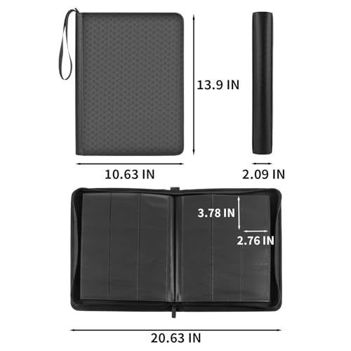 CARDARCHIVER Card Binder 9 Pocket - 432 Cards, Premium Durable & Rigid PU Leather, 24 Page Zippered Side-Loading for Baseball, TCG, Trading & Sports Cards (Professional Black) - Image 3