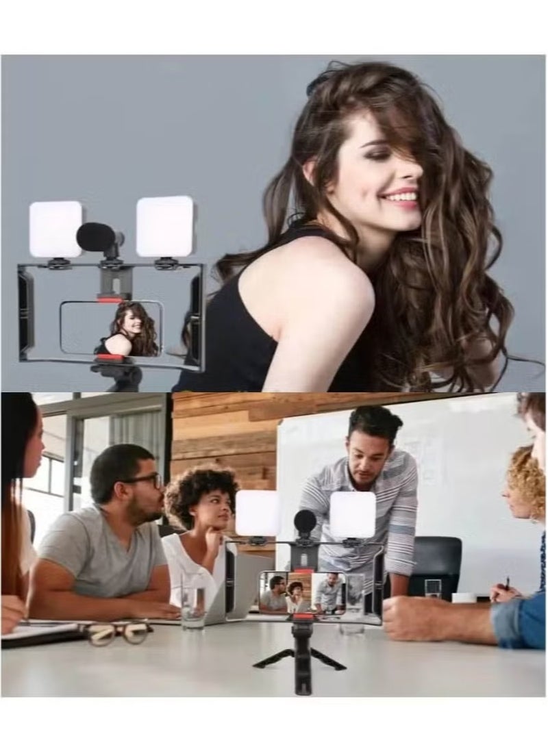TIGER AY-49X Multi-Purpose Adjustable All-In-One Video Making Kit || Includes 2 LED Lights, Grips & Microphone | Perfect for Vlogging, Live Streaming & Content Creation | Portable & Easy-to-Use Setup for Professional-Quality Videos - Image 3
