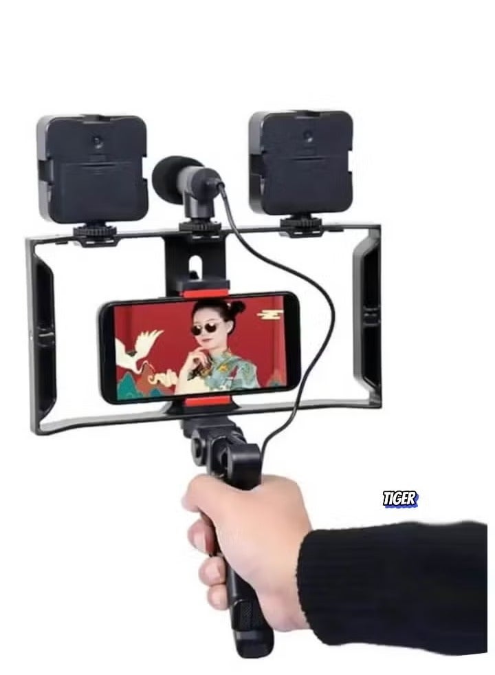 TIGER AY-49X Multi-Purpose Adjustable All-In-One Video Making Kit || Includes 2 LED Lights, Grips & Microphone | Perfect for Vlogging, Live Streaming & Content Creation | Portable & Easy-to-Use Setup for Professional-Quality Videos - Image 5