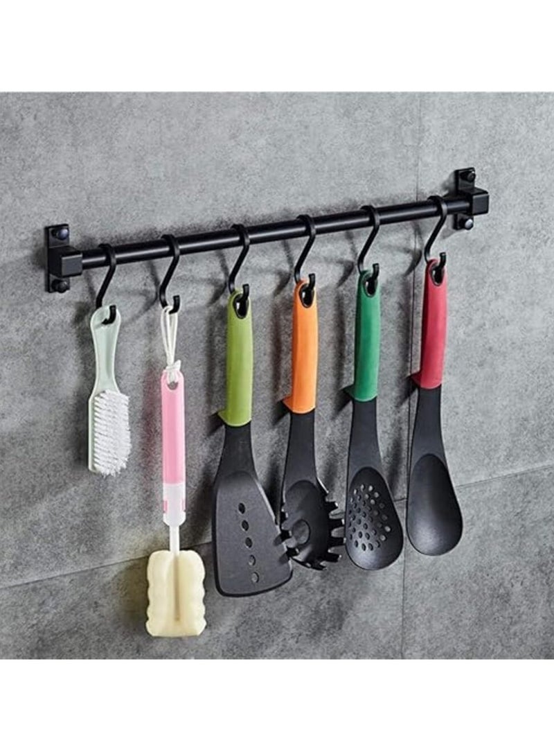 eBasket Multi-purpose Hook Rack for Home Kitchen Organization, Kitchen Utensil Rack with 6 Removable Movable Hooks, Hanging Rack for Tools, Coats, Jackets, Clothes, 60cm - Image 5
