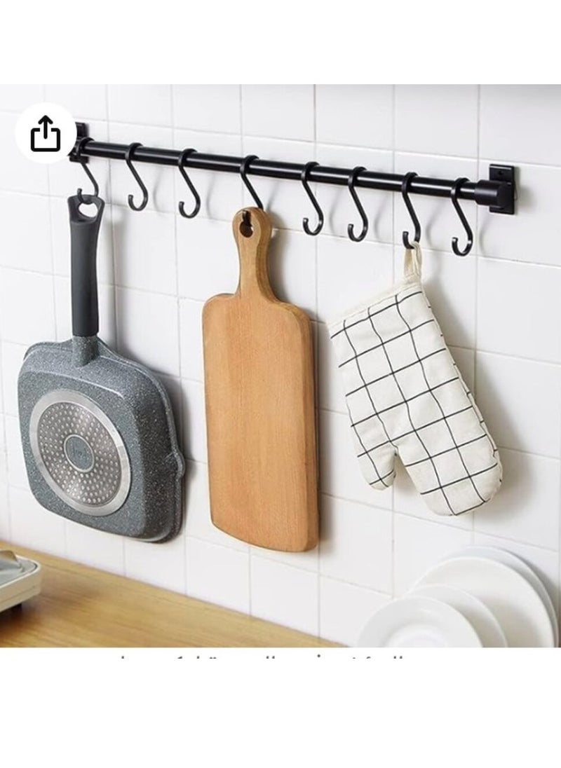 eBasket Multi-Use Hook Rack for Home Kitchen Organization, Kitchen Utensil Rack with 5 Removable Movable Hooks, Rack for Hanging Tools, Coats, Jackets and Clothes, 80cm  - Image 1