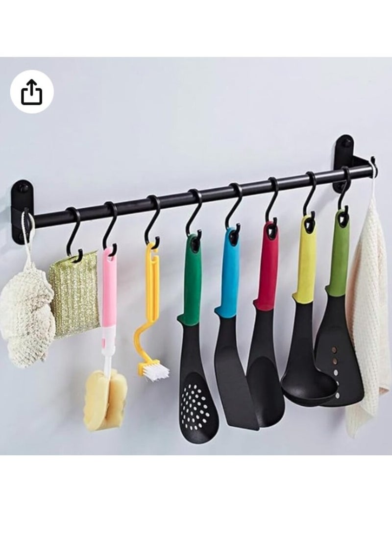 eBasket Multi-Use Hook Rack for Home Kitchen Organization, Kitchen Utensil Rack with 5 Removable Movable Hooks, Rack for Hanging Tools, Coats, Jackets and Clothes, 80cm  - Image 3
