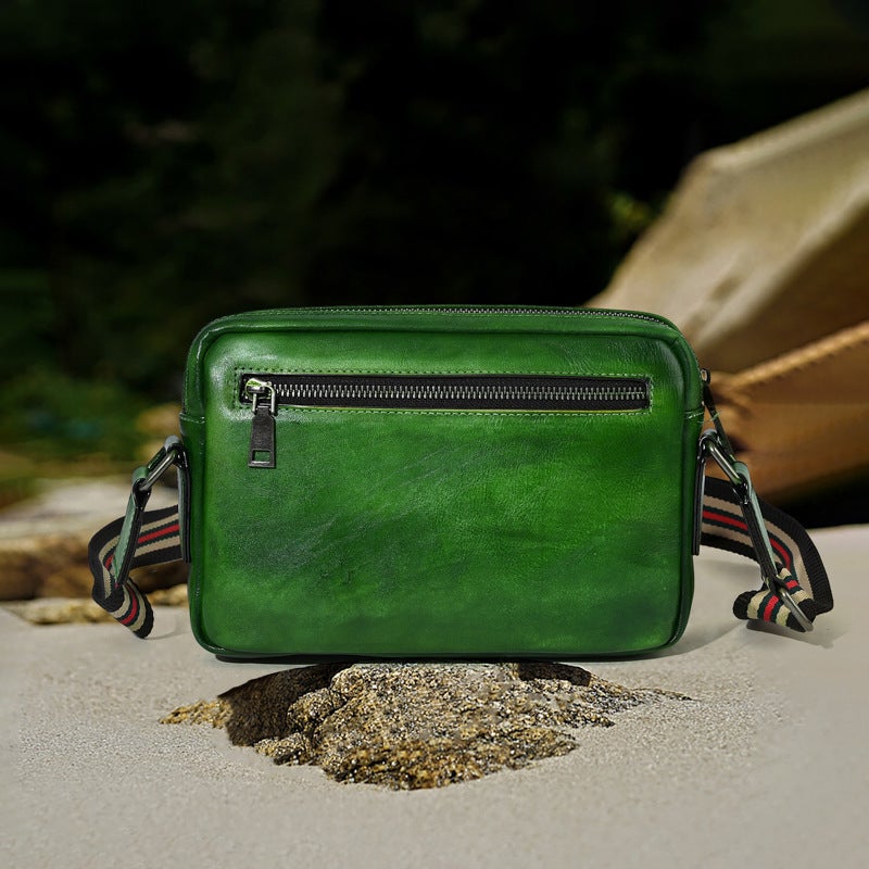 2024 Original New Chinese Style Embossed Rabbit Head Layer Cowhide Hand-Rubbed Color Crossbody Bag - Image 4