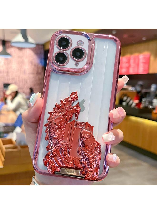 S-TOP Case For iPhone 11 Pro Electroplated Carp Leaping Dragon Gate Pattern TPU Phone Case - Image 1