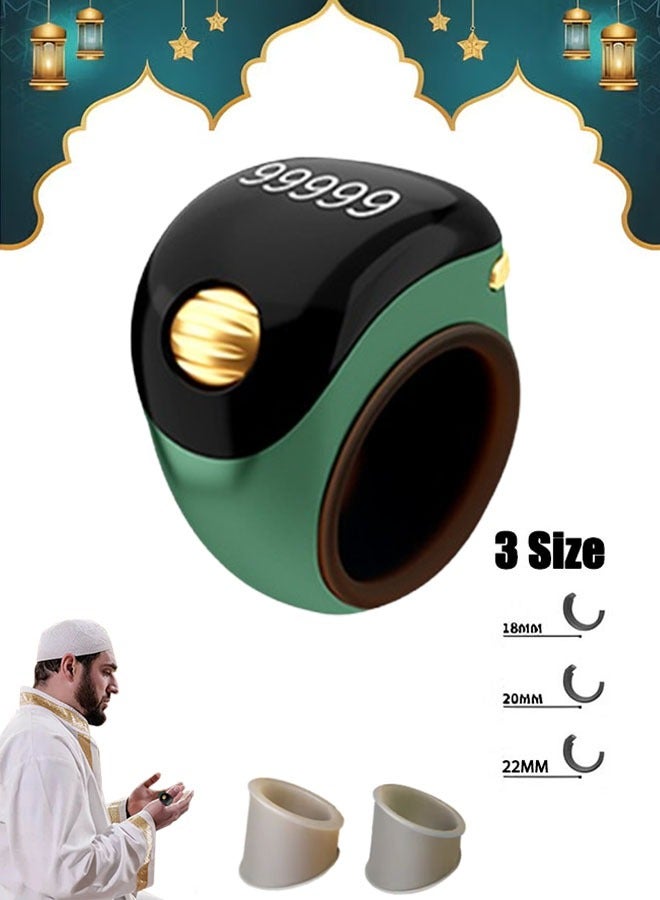 Adjustable Size Prayer Counter Rechargeable Prayer Ring Smart Vibration Counter Islamic Zikr Prayer Ring Waterproof Technology Ring For Qibla Meditation Prayer/18/20/22mm  - Image 1