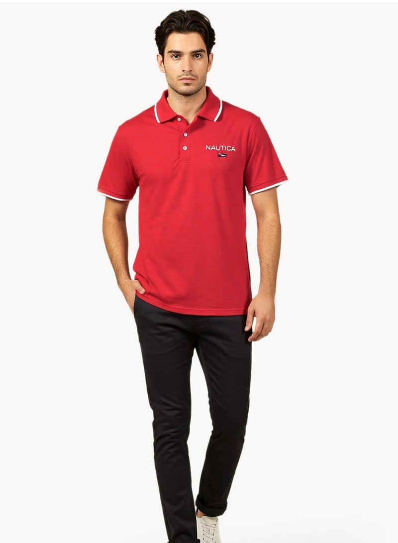 نوتيكا تيشيرت بولو قطن بريميوم بشعار وفتحة عادية - Image 4