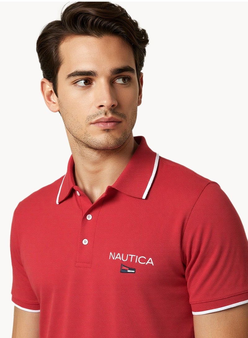 نوتيكا تيشيرت بولو قطن بريميوم بشعار وفتحة عادية - Image 5