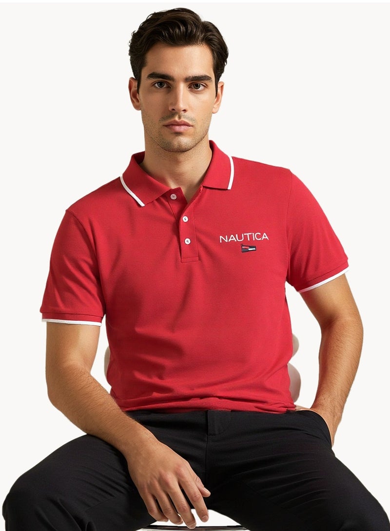 نوتيكا تيشيرت بولو قطن بريميوم بشعار وفتحة عادية - Image 3