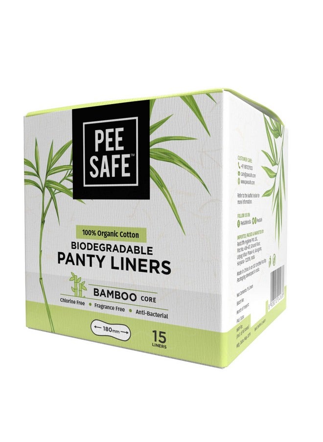PEESAFE Pee Safe Organic Cotton, Biodegradable Panty Liners | Panty Liner For Women | Fragrence Free | (Pack Of 15)  - Image 1