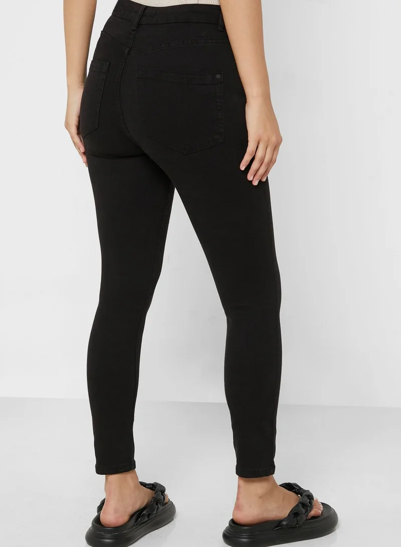 Missguided High Waist Distressed Flare Jeans