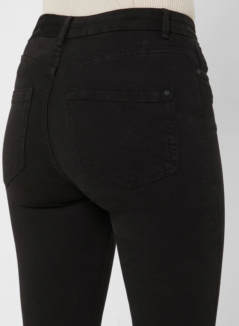Missguided High Waist Distressed Flare Jeans
