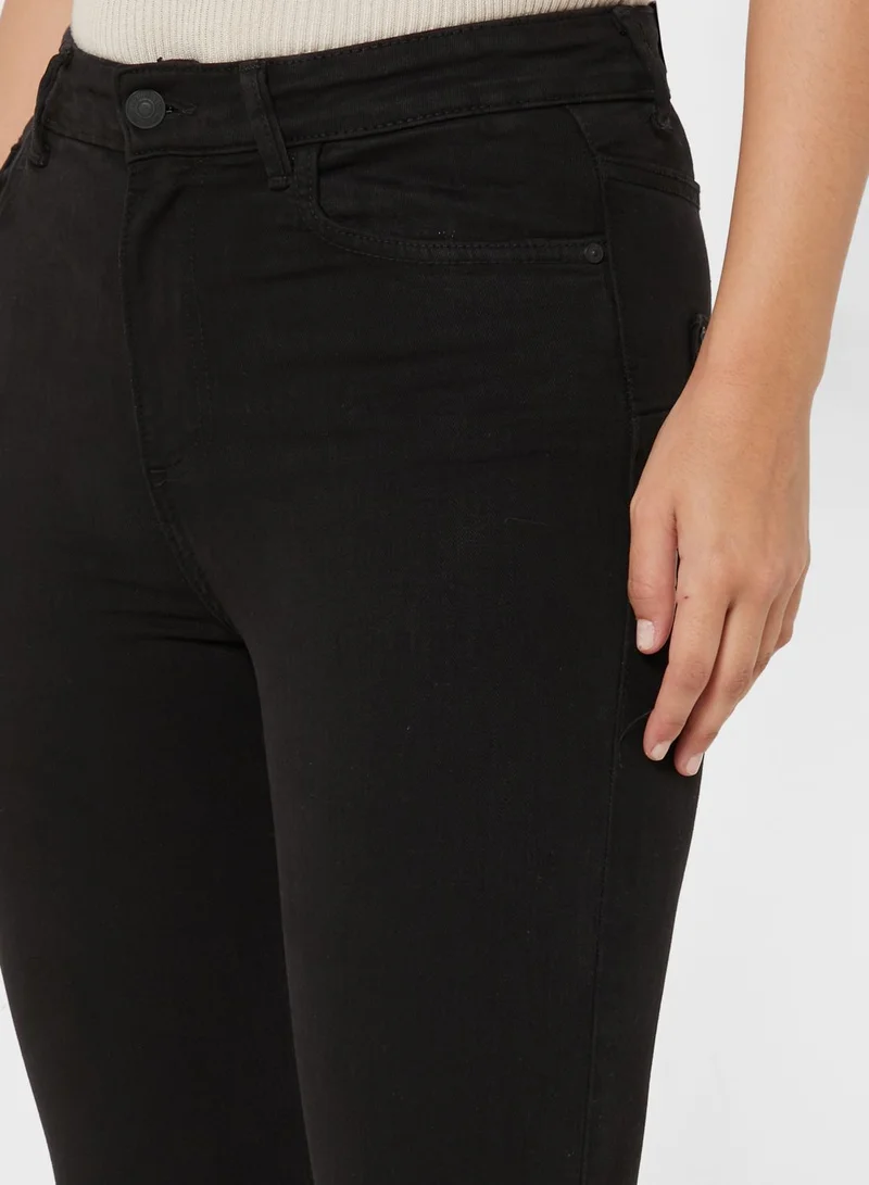 Missguided High Waist Distressed Flare Jeans