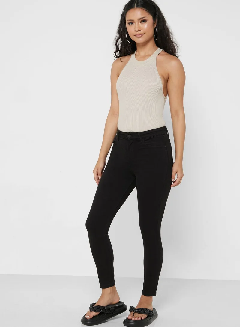 Missguided High Waist Distressed Flare Jeans