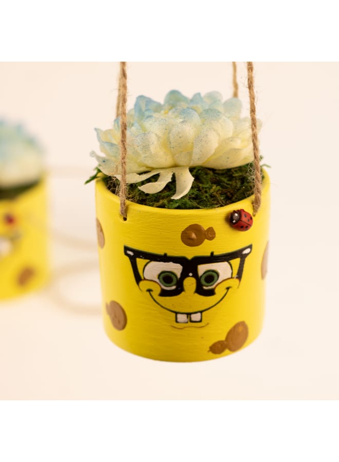 Handnade artificial plant pot - yellow - 8*6 cm
