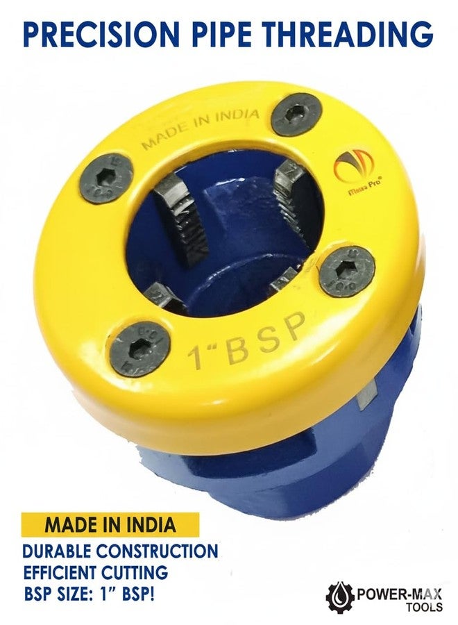 Mass Pro Professional BSP Pipe Threading Die, Precise BSP Thread Cutting, Industrial-Grade Carbon Steel, Colour-Coded Yellow & Blue, 1" BSP - Image 2