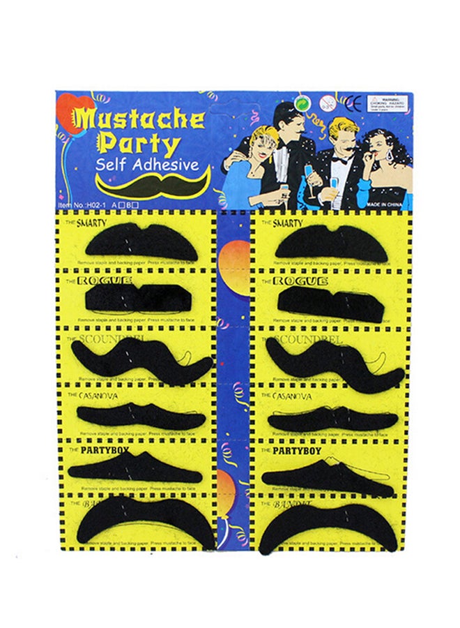 12-Piece Self Adhesive Fake Mustache Set - Image 1