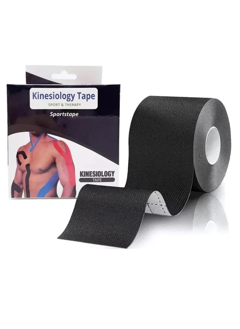 Oasisgalore Waterproof Kinesiology Tape, 2"x16.5 ft., Latex-Free, for Muscle Pain Relief and Joint Support (Black)  - Image 1