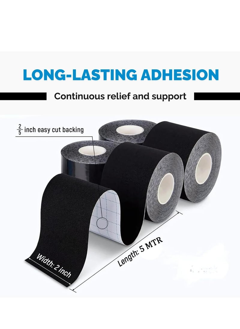 Oasisgalore Waterproof Kinesiology Tape, 2"x16.5 ft., Latex-Free, for Muscle Pain Relief and Joint Support (Black)  - Image 2