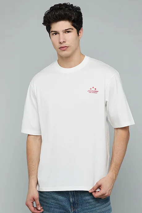 أر أند بي Printed T-Shirt with Crew Neck and Short Sleeves