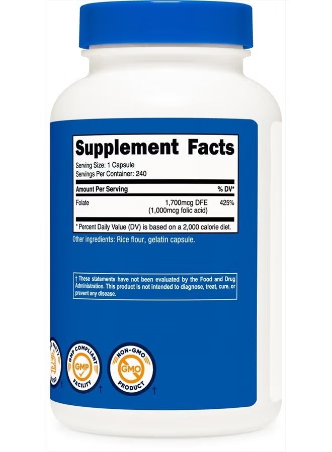 Nutricost, Folic Acid, 1,000 mcg, 240 Capsules - Image 5