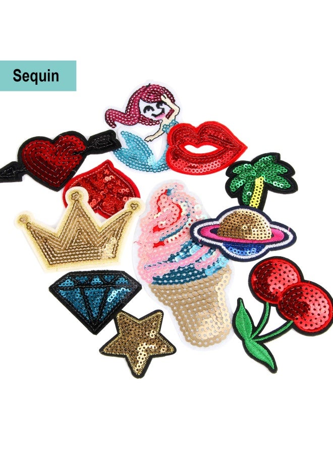 Augsun 60pcs Random Assorted Styles Embroidered Iron on Patches DIY Sew Applique Repair Patch Iron onSew on Patches for BackpacksPantsClothesJeansJacketsHat - Image 4