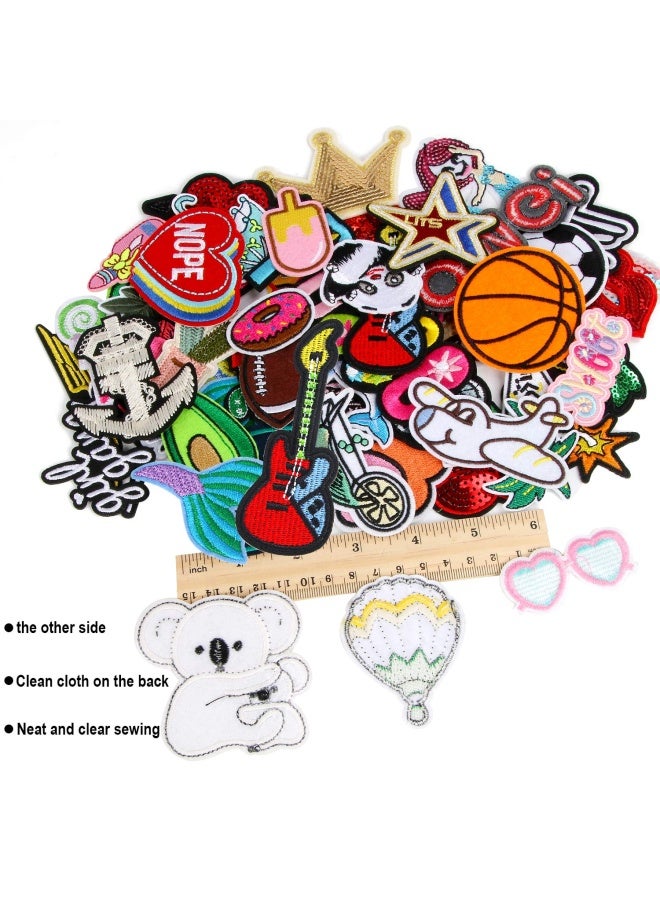 Augsun 60pcs Random Assorted Styles Embroidered Iron on Patches DIY Sew Applique Repair Patch Iron onSew on Patches for BackpacksPantsClothesJeansJacketsHat - Image 3