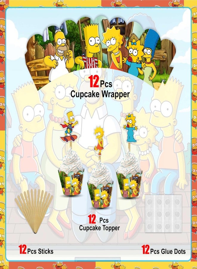 Seyal "Brt Simpson Cupcake Wrapper - Cartoon Theme Birthday Party Decorations for Boys Girls - Donut Party Supplies for Cupcakes, Muffins, and Desserts - Perfect for Birthday Celebrations & Events" - Image 3
