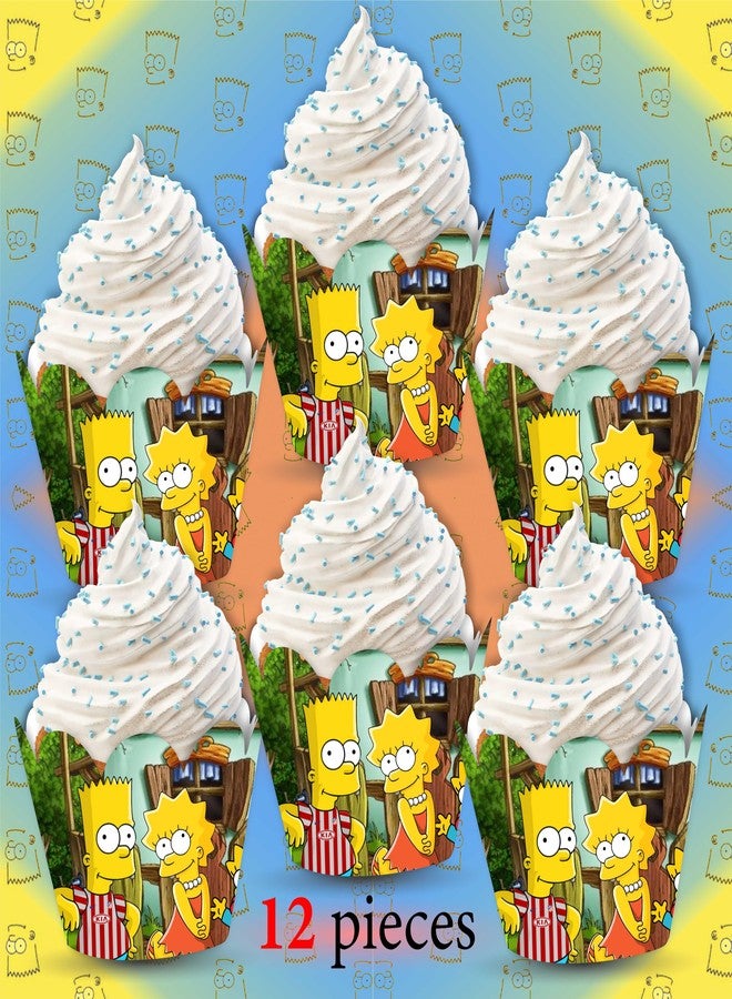 Seyal "Brt Simpson Cupcake Wrapper - Cartoon Theme Birthday Party Decorations for Boys Girls - Donut Party Supplies for Cupcakes, Muffins, and Desserts - Perfect for Birthday Celebrations & Events" - Image 2