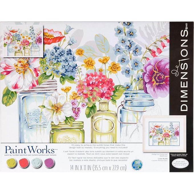 Rainbow Flowers, Paintworks Paint By Numbers Kit For Adults And Kids, 14'' X 11'