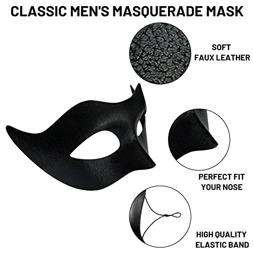 IncreDecor Masquerade Mask Men and Women, Masquerade Mask for Men, Faux Leather (Handsome) - Image 4
