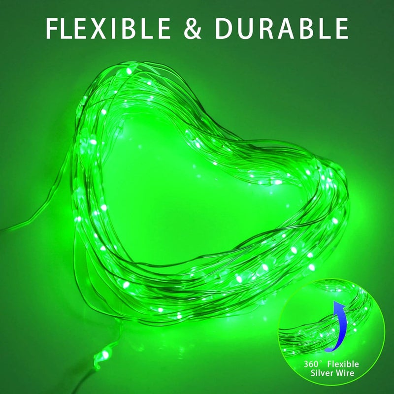 YAOZHOU Christmas Decorations Green Fairy String Lights, Indoor Battery Operated with Timer, 2 Pack Total 33FT 100 Led Mini Battery Powered Twinkle Mason Jar Waterproof Firefly Lights DIY Party - Image 4
