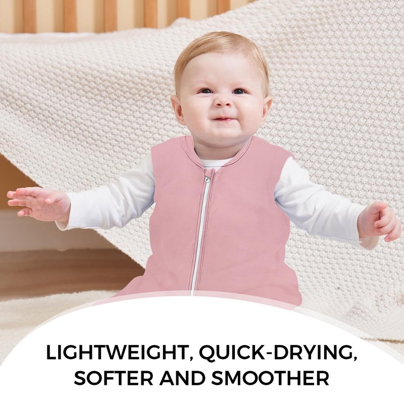 ZIKKU Baby Sleeping Bag 100% Cotton, Newborn Baby Sleeping Bag, Washable, Soft and Breathable, Double Zipper, Sleeveless, Cozy Sleeping Sack for Babies and Toddlers (Pink, 6-12 Months) - Image 4