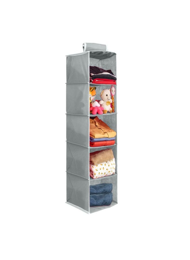 5 Tiers Clothes Hanging Organizer/Wall Mount Storage With Clear Windows And 1 Velcro Loop/Non-Woven Fabric Wall Closet Organizer For Bedroom Wardrobe, Garments, Shoes, Hanger Bag/Grey - pzsku/Z9C59FA32A19ADFAE0430Z/45/_/1735817596/a01937ec-9764-4d76-8d66-c217a0ea8cab