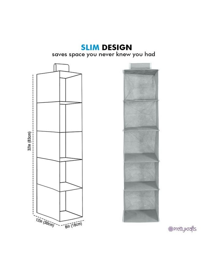منظم تعليق الملابس من 5 طبقات/تخزين مثبت على الحائط مع نوافذ شفافة وحلقة فيلكرو واحدة/منظم خزانة حائط من القماش غير المنسوج لخزانة غرفة النوم والملابس والأحذية وحقيبة التعليق/رمادي - pzsku/Z9C59FA32A19ADFAE0430Z/45/_/1735817598/521a4fb9-63fb-451e-9dfd-fd41ac290312