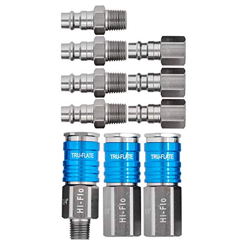 Tru-Flate 13-907 1/4" HI FLO Design x 1/4" NPT Aluminum Plug/Coupler Set - Image 5