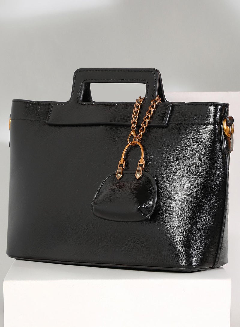 Solid Zip Lock Regular Vegan Leather Hand Bag For Women