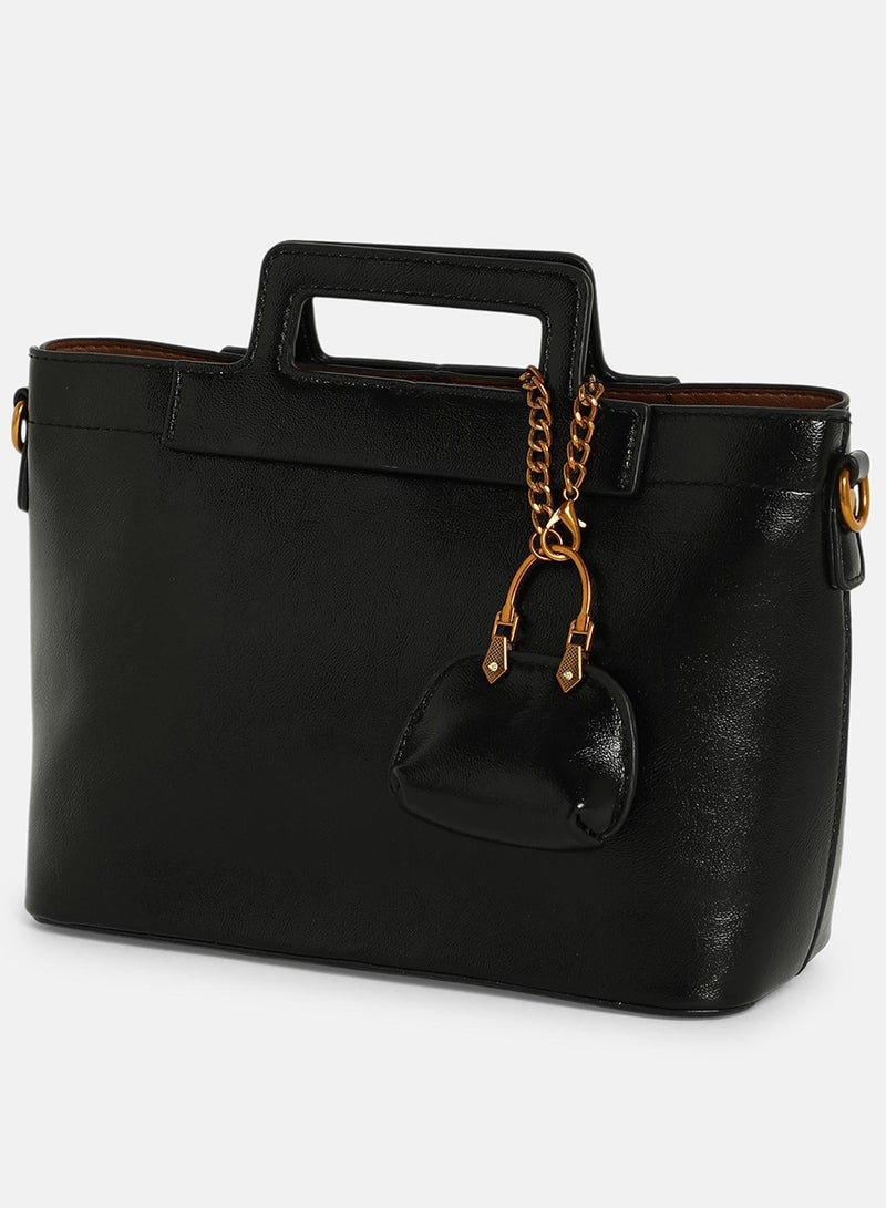 Solid Zip Lock Regular Vegan Leather Hand Bag For Women