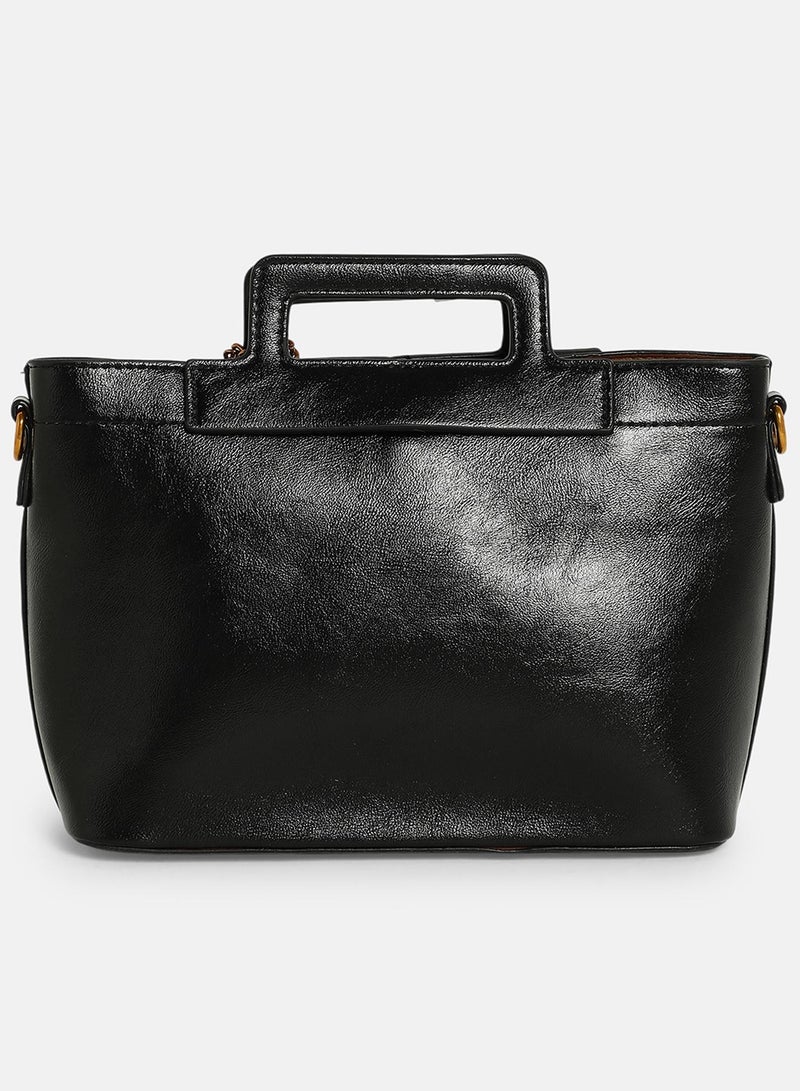 Solid Zip Lock Regular Vegan Leather Hand Bag For Women