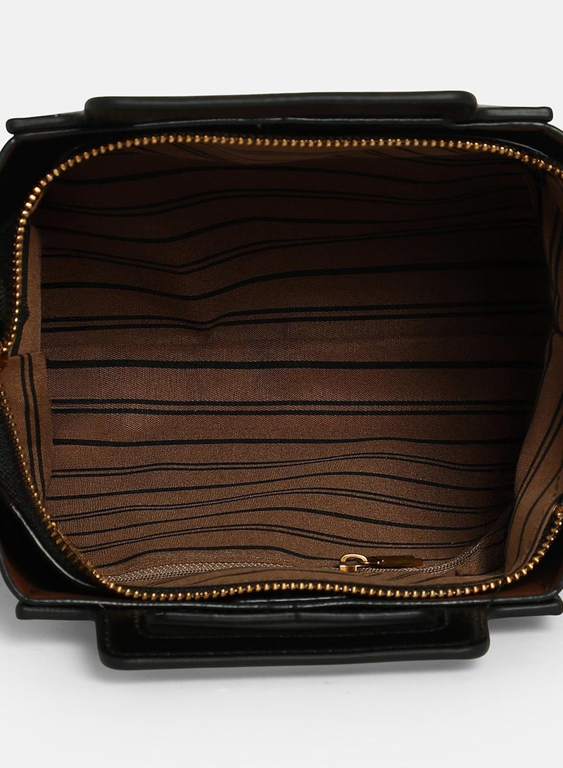 Solid Zip Lock Regular Vegan Leather Hand Bag For Women