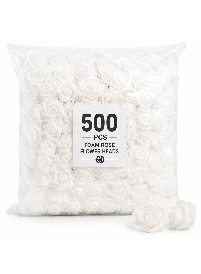 500Pcs White Artificial Foam Roses For Home Decor – Decorative Flower Heads For Wedding, Vase Arrangement & Event Decoration - Image 2