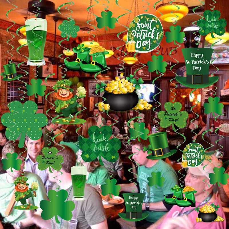 GOER St. Patrick's Day Party Decorations,30 Pcs Irish Shamrock St. Patrick's Day Hanging Swirls Party Supplies - Image 5