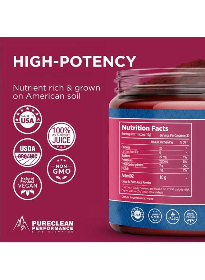 PureClean Performance PureClean Beet Juice Powder - Nitric Oxide Booster - 100% USA Grown Beets - Beet Root Powder - High Blood Pressure Supplements - Blood Flow, Hearth Health & Circulation Superfood, 30 Servings, 300g - Image 2