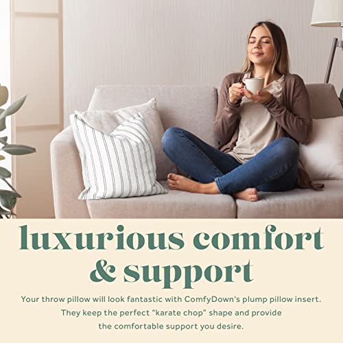 ComfyDown Decorative Throw Pillow Insert, Down and Feathers Fill, 100% Cotton Cover 233 Thread Count, Square Pillow Insert - Made in USA (18" x 18") - Image 4