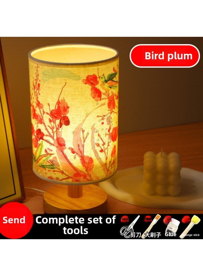 Mother's Day Butterfly Gubat Handmade Table Lamp Diy Material Group Building Activity Butterfly Bone Bat Diy Night Light-Color:Bird Plum (full Package)  - Image 1
