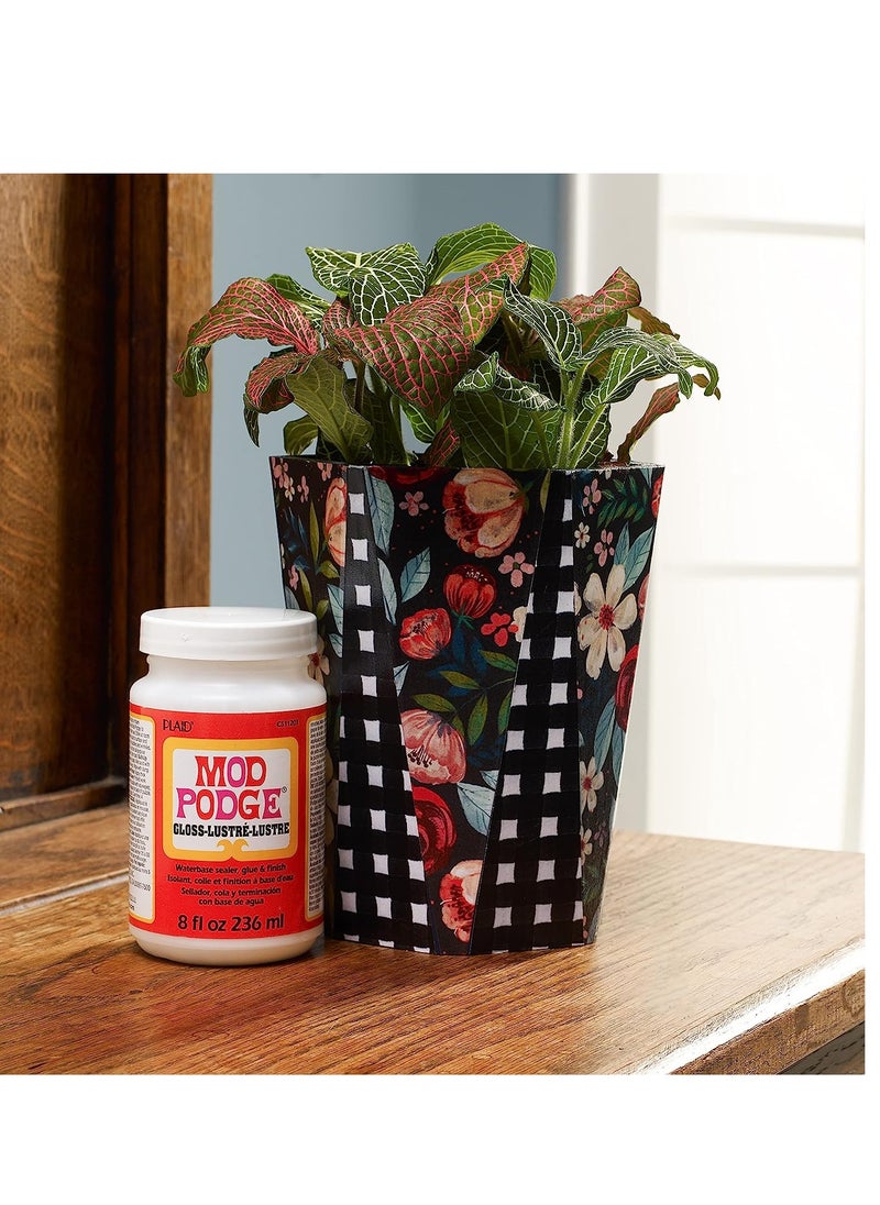 Mod Podge - Mod Podge Gloss Sealer, Glue & Finish: All-in-One Craft Solution- Quick Dry, Easy Clean, for Wood, Paper, Fabric & More. Non-Toxic - Craft with Confidence, Made in USA, 8 oz., Pack of 1 - Image 1