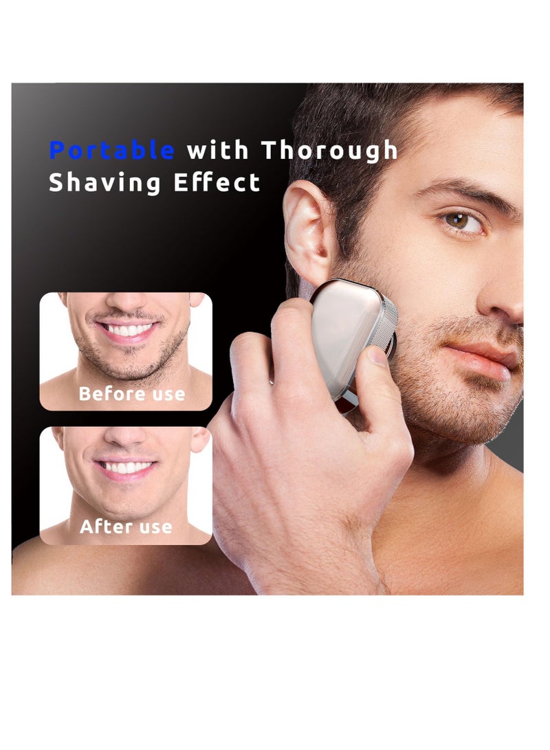 Excefore Electric Shaves for Men, Mini Portable Travel Shaver, USB-C Rechargeable Electric Razor, Mens Rechargeable Cordless Waterproof Compact Shave, for Home,Car,Trave (Silver) - Image 4