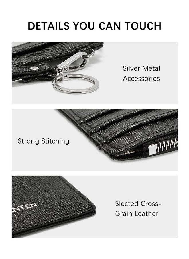 Bostanten BOSTANTEN Small Wallet For Women RFID Leather Credit Card Holder Slim Wristlet Keychain Wallet With Zipper Pocket  - Image 3