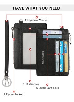Bostanten BOSTANTEN Small Wallet For Women RFID Leather Credit Card Holder Slim Wristlet Keychain Wallet With Zipper Pocket  - Image 2