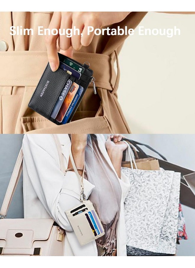 Bostanten BOSTANTEN Small Wallet For Women RFID Leather Credit Card Holder Slim Wristlet Keychain Wallet With Zipper Pocket  - Image 5